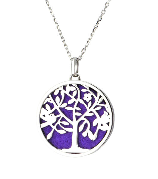 Picture of Silver Tone Essential oil diffuser w/Anti-fatigue Health Magnetic Surgical Steel Pendant Necklace 