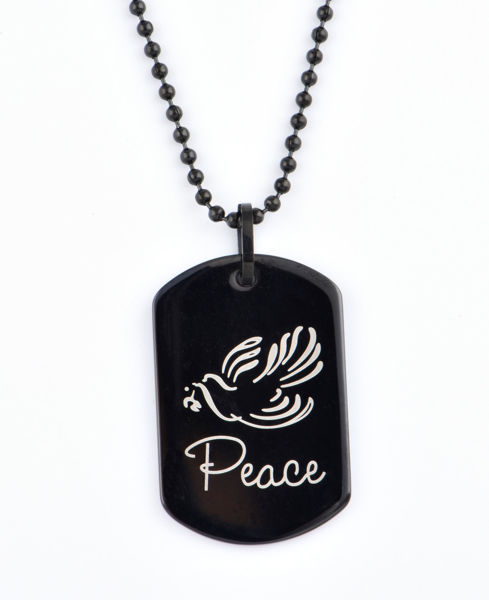 Picture of JM Dog Tag Necklace: Stainless Steel "Peace"