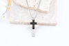 Picture of JM Double Cross with CZ Stainless Steel Pendant Necklace