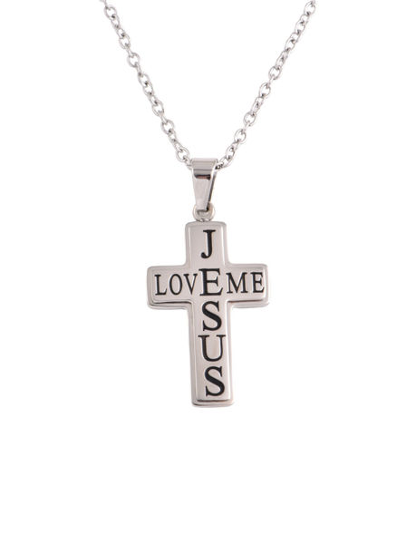 Picture of JM "Jesus Love Me" Double Layer Cross Necklace