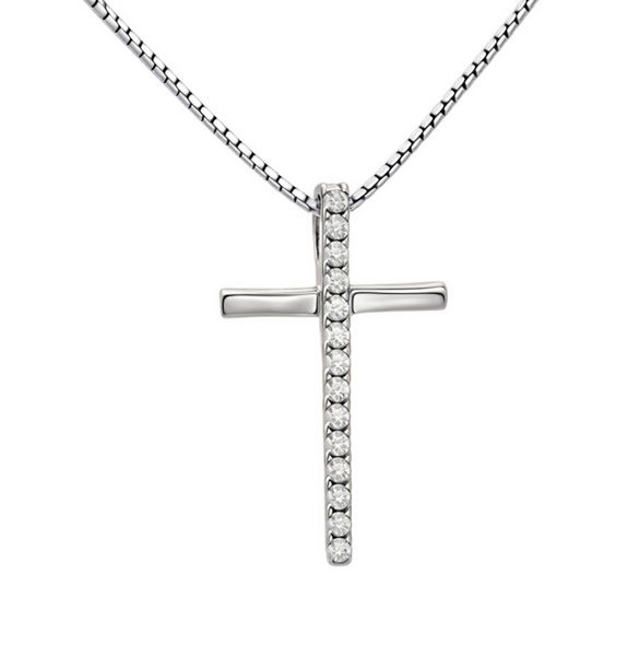 Picture of Moissanite Stone silver cross Necklace