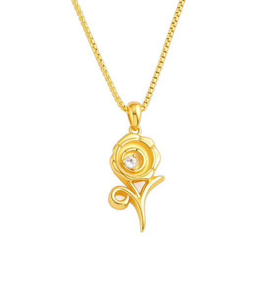 Picture of Rose Mark 925 Sterling Silver Cultivated Diamond Rose Necklace - 45CM